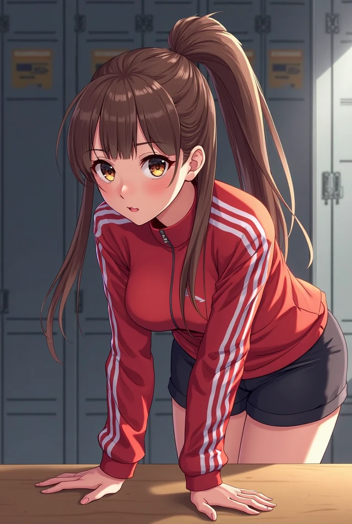 Anime Cut String A detailed anime-style illustration of a young woman with long brown ...