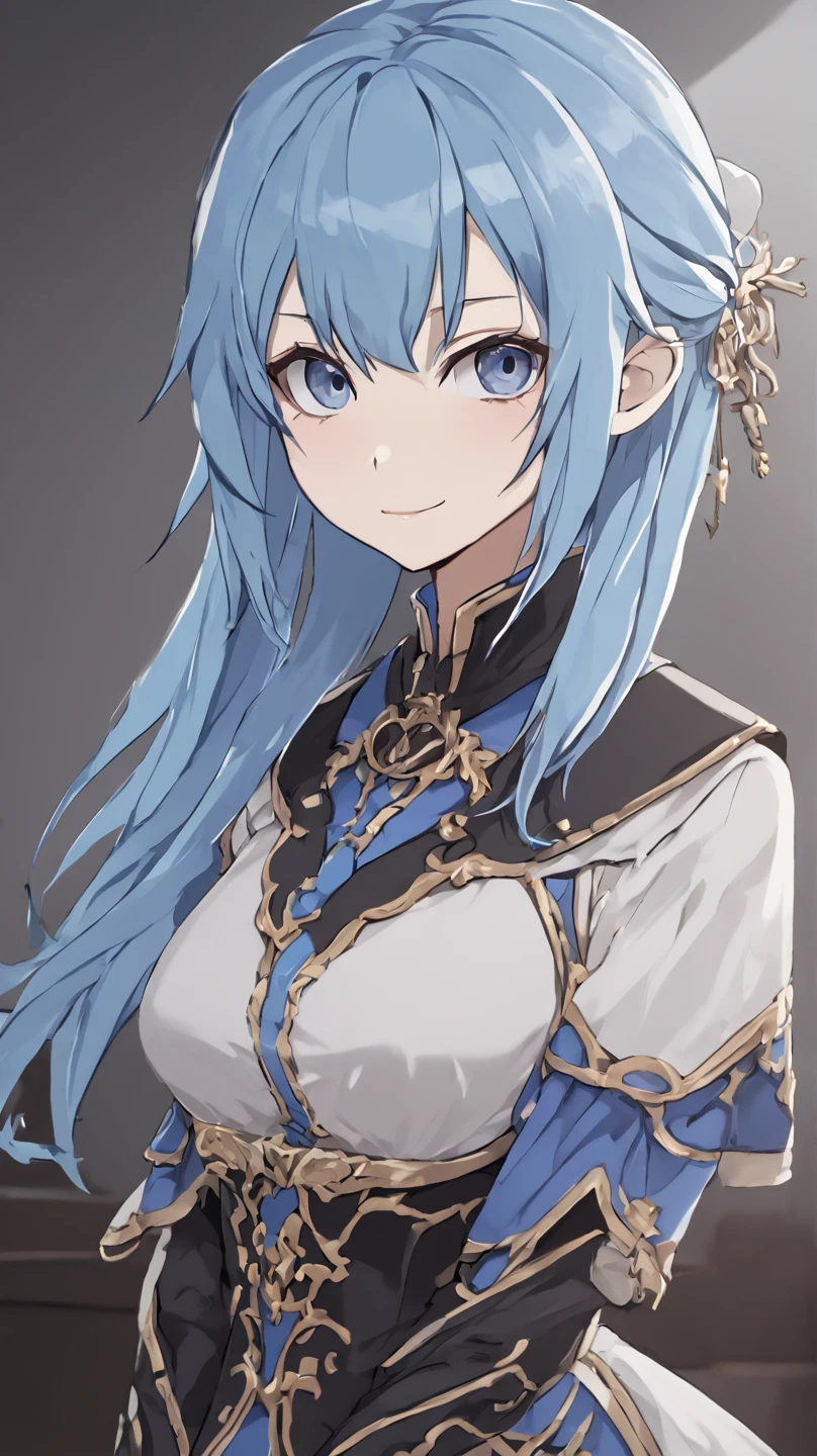 togawa sakiko,light blue hair tied at the top,indoor,composition from the front,Smile of Madness,Modest bust ,Top Quality,High detail, professional,bright colors,high resolution,超high resolution,studio lighting,Ultra Precise Painting ,sharp concentration, detailed expressions ,on the ground,Dark Atmosphere, dual pistols
