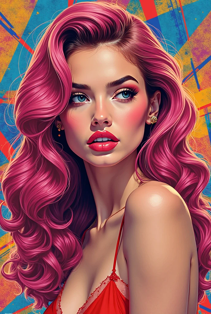 Alison Tyler, corpo todo, with your hand in your hair, olhos azuis, lingerie sexy branca e rosa, Corpo perfeito, ajoelhado, Peitos grandes, grande saque, parted lips, pin up tattoo old school style white background sketch bold lines