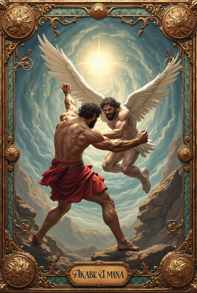 Painting of a man sitting next to a demon with his hands out, jesus christ fighting lucifer, angel watching demon, anjo protegendo o homem, angels vs demons, angels and demons, anjo versus diabo, biblical accurate angel, para compreender o inferno ou ir angelical, O Anjo da Morte, diabo versus anjo, angels protecting a praying man, Amazing, Anjo no inferno