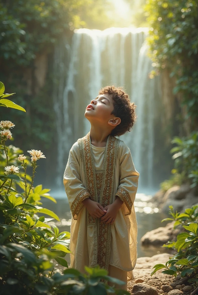 Visualize a Scene of Peace and Love, onde o sol brilha suavemente, criando uma luz dourada que acaricia a paisagem. Jesus, O Son of God, is at the center of this scene, com um sorriso gentil iluminando seu rosto. His eyes overflow with compassion and joy as he stretches out his open arms, Inviting children to come closer.
Jesus' expression is affable and welcoming, transmitindo um calor reconfortante. His smile is warm, radiating an energy that makes children feel loved and accepted. It projects an aura of peace and retention, tornando-o irresistivelmente cativante para os pequeninos.
Jesus' arms are open in a warm gesture of welcome, symbolizing that all are welcome and cherished in your presence. His every move is full of grace and love, Inviting children to feel at ease and protected.
Ao fundo, a natureza resplandece em sua beleza, refletindo a paz que Jesus emana. The scenery is adorned by colorful flowers, Majestic trees and a soft blue sky, criando um ambiente sereno e acolhedor.
This scene is an invitation to everyone, especially children, a se aproximarem de Jesus, sentindo-se amadas, Accepted and welcomed into his loving arms. It is a representation of the affection and deep connection that Jesus had with the little ones, showing that they are truly special in God's eyes. Imagem de homem