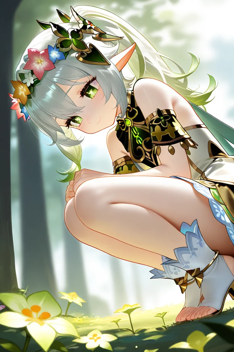 Best Quality, top-quality、(cute petit girl:1.3), flat chest,Beautiful pink eyes、Lori、(Cuteness beyond limits),(White underwear),lovely thighs、cute smile face、poneyTail、sexypose、conquer、Bend your knees、Show your crotch、((Bold poses))、I can see the belly button
