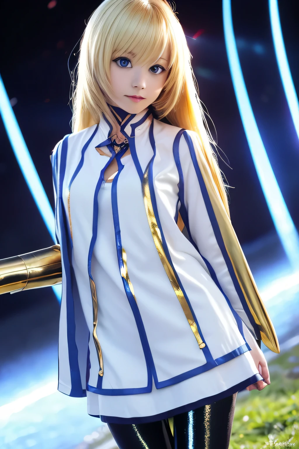 perfect anatomy Top Quality,highest resolution from vagina,(((Dress with metallic luster Shiny Black Tights shiny blonde hair blue eyes girl))) TALES OF SYMPHONIA Collet Brunel