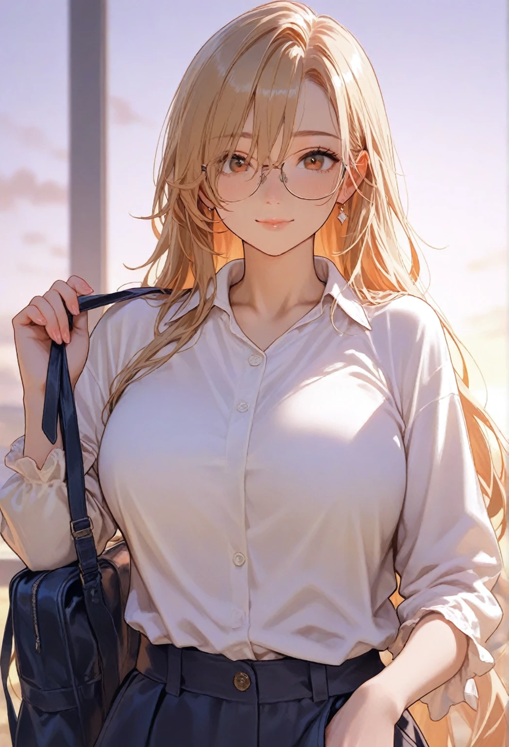 最high quality, high quality, High resolution, high quality texture, high quality shadows, High resolution, Beautiful details, Detailed CG, Detailed Texture, Realistic representation of face, Realistic, colorful, delicate, Cinematic Light, Side light, Lens flare, Ray Tracing, sharp concentrated, (1 Girl,concentrated:1.3), ( Intricate details, compensate, PureErosFaceV1:0.5), (細部まで美しいdelicateな顔, 緻密で美しいdelicateな瞳, Perfect Facial Proportions, Dense skin, Optimal ratio of four fingers to one thumb, Modest chest, Beautiful Hips, Smooth upper abdomen, blue eyes , glasses ,White shirt, mountaineering pants ,trekking shoes, work cap, paris, champs elysées boulevard, buzzer, blue sky,trekking backpack ,adventure journey ,the gaze of true love, lips of temptation, A look full of compassion ,a smile full of love, i love you, Acting lovey-dovey, waist up, 35 years old,house wife,show off nipples under white shirt, air fortress hair, blonde hair