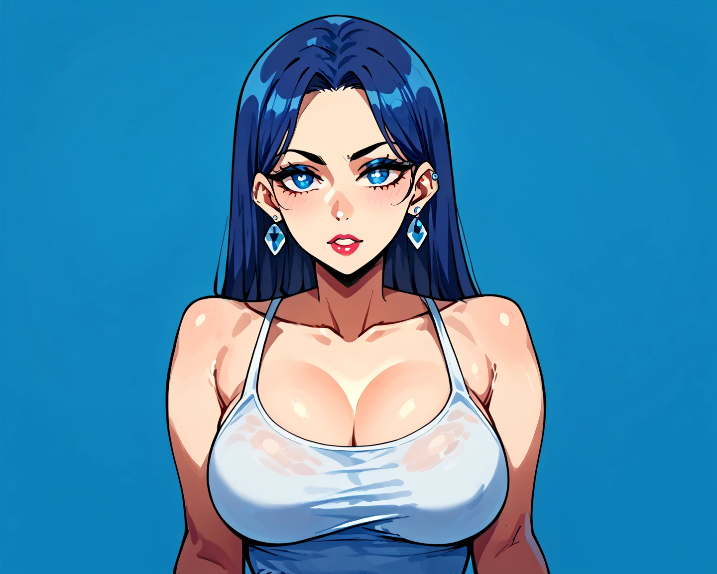 My name is Akari., I am a white test woman with long dark blue hair , turquoise eye color . I am 1.62 cm tall and weigh 47 kg. My breasts measure 300 cm, my waist 40 cm and my hips 240 cm. Dressed in a tight, low-cut pink blouse along with short black shorts . With big breasts 300 cm