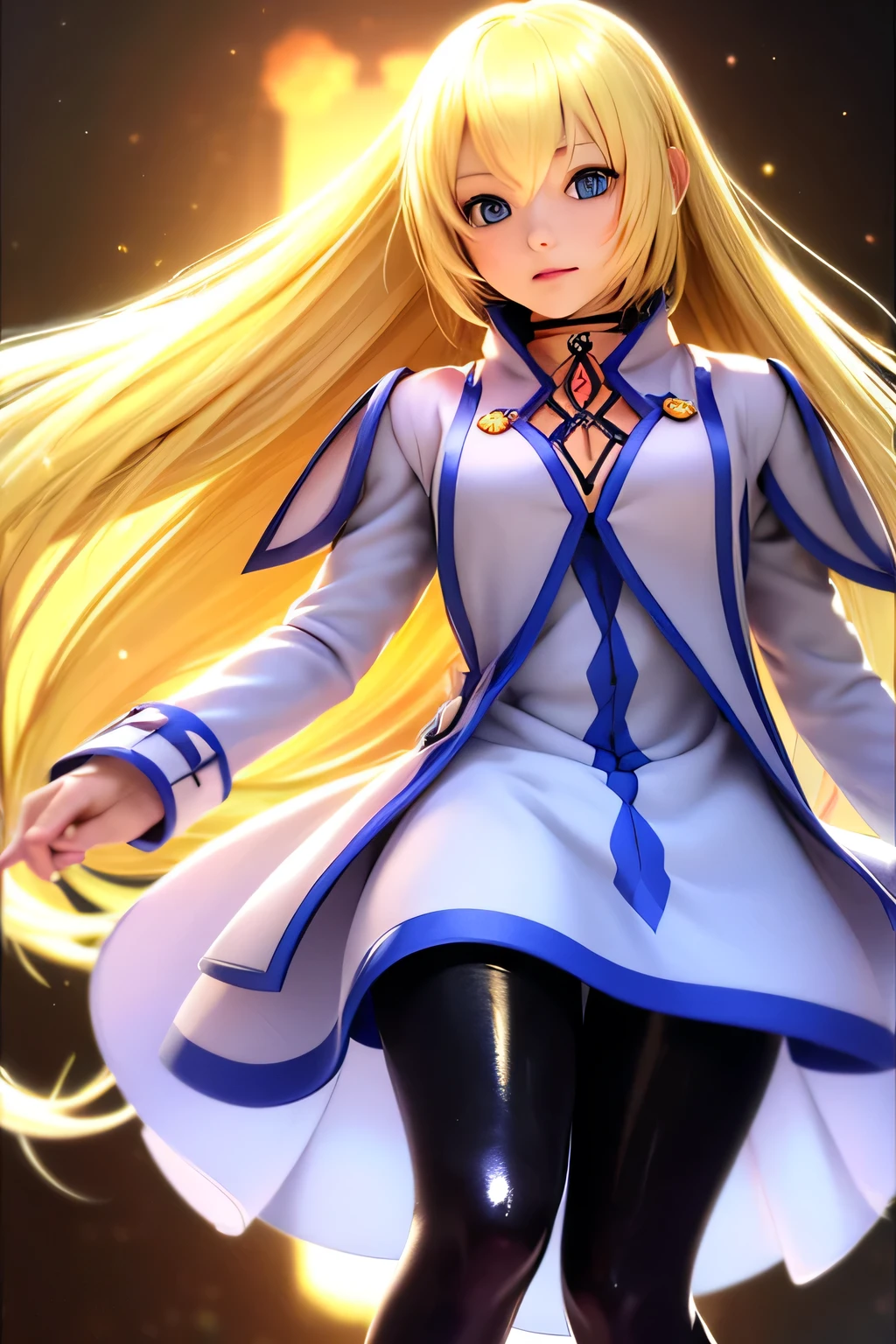 perfect anatomy Top Quality,highest resolution from vagina,(((Dress with metallic luster Shiny Black Tights shiny blonde hair blue eyes girl))) TALES OF SYMPHONIA Collet Brunel