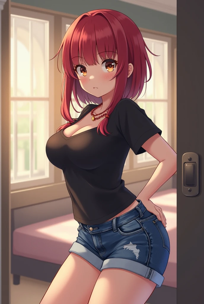 masterpiece, best quality, highres, 1girl, shirt, naked shirt, shirt tug