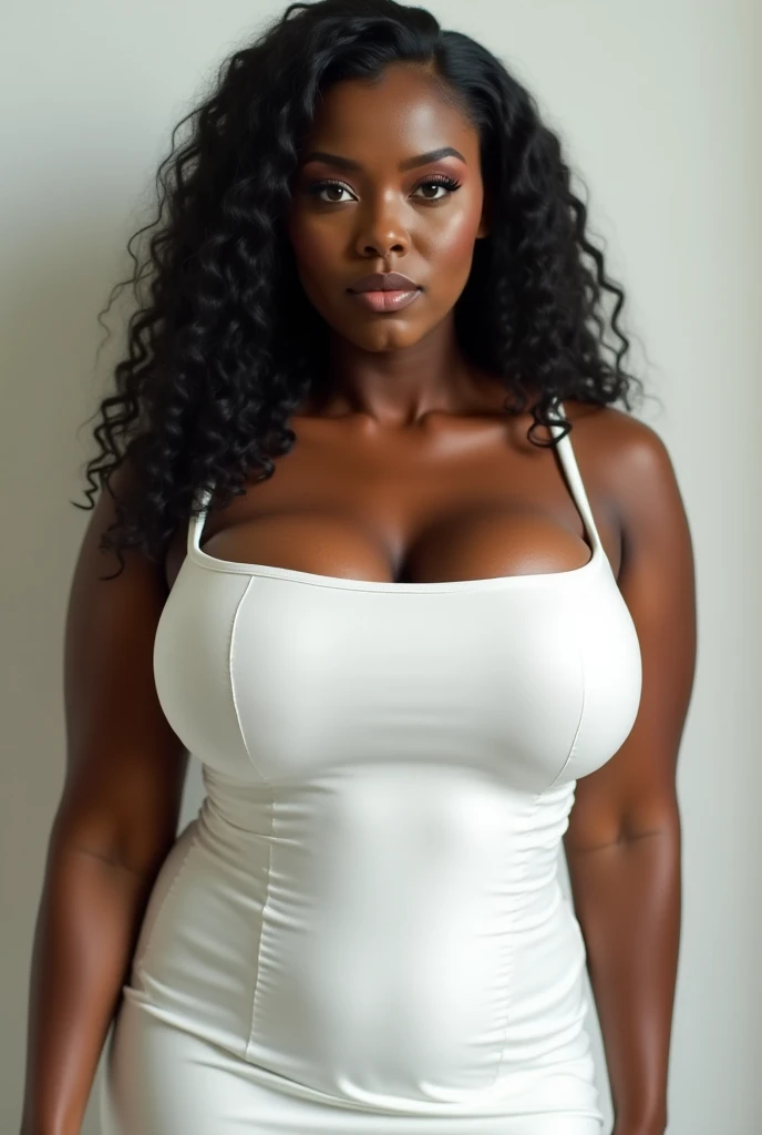 (obra prima, master part, alta resolução), (Emily is a black African woman), (melhor qualidade,4k,8k,alta resolução,masutepiece:1.2) (red hair), (BBW MILF, 30 anos de idade), (enormes tetos: 1,9), (seios enorme), caminhando pela cidade, (quadril enorme), (bunda grande), (foto de corpo inteiro), (sexy bright white bodysuit), sexy, sensual, hot, sorridente, (Sagging Tits: 1,9), decotes enormes. (mesmo personagem, testa, lado, behind), olhos perfeitos,
