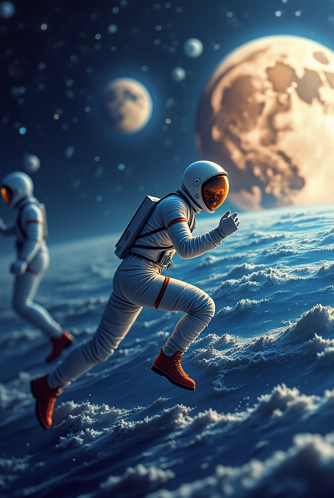 children playing on the moon
