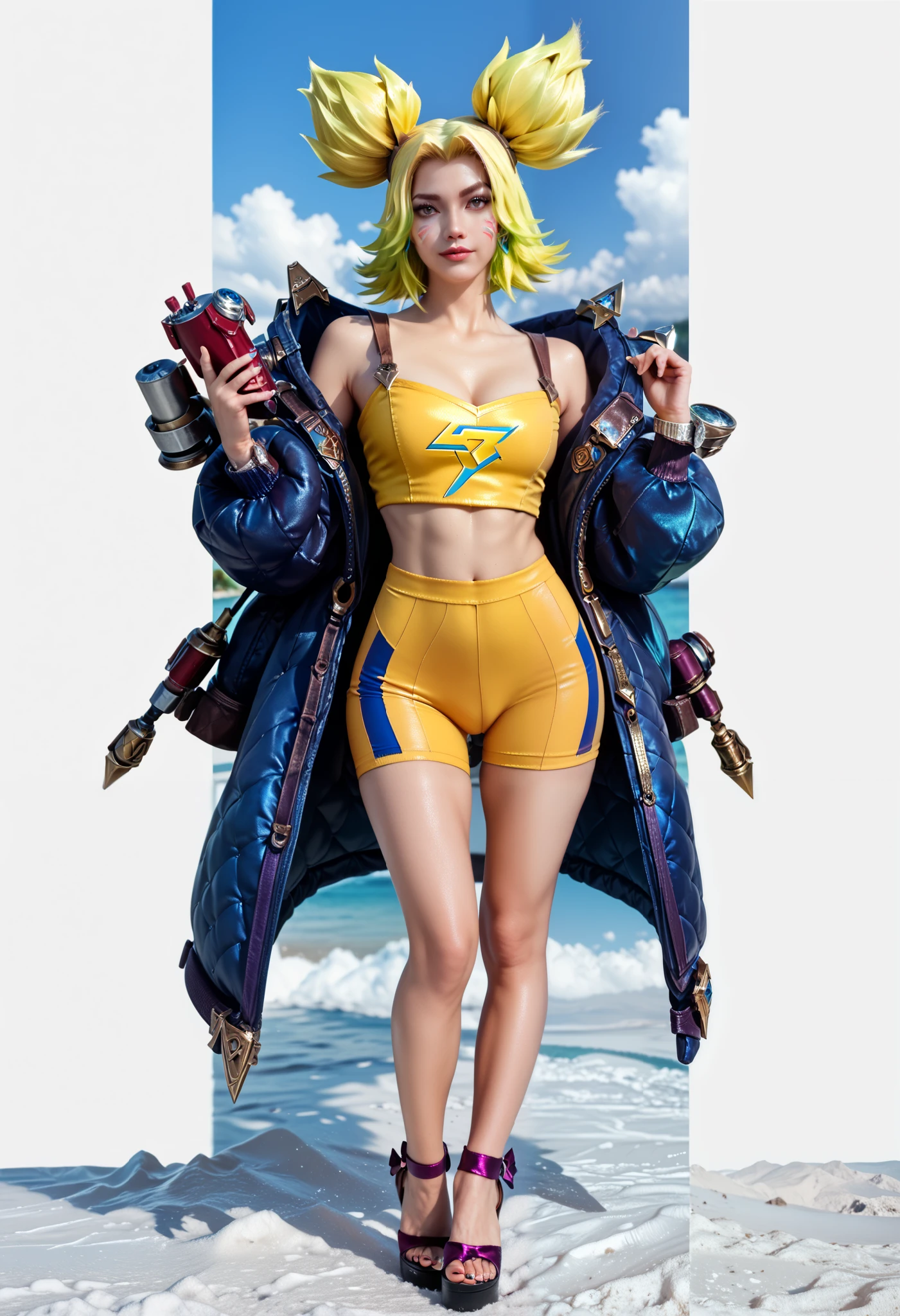 Zeri league of legends , Full body. 8k ultra hd, photorealistic, high detailed, best image, masterpiece.