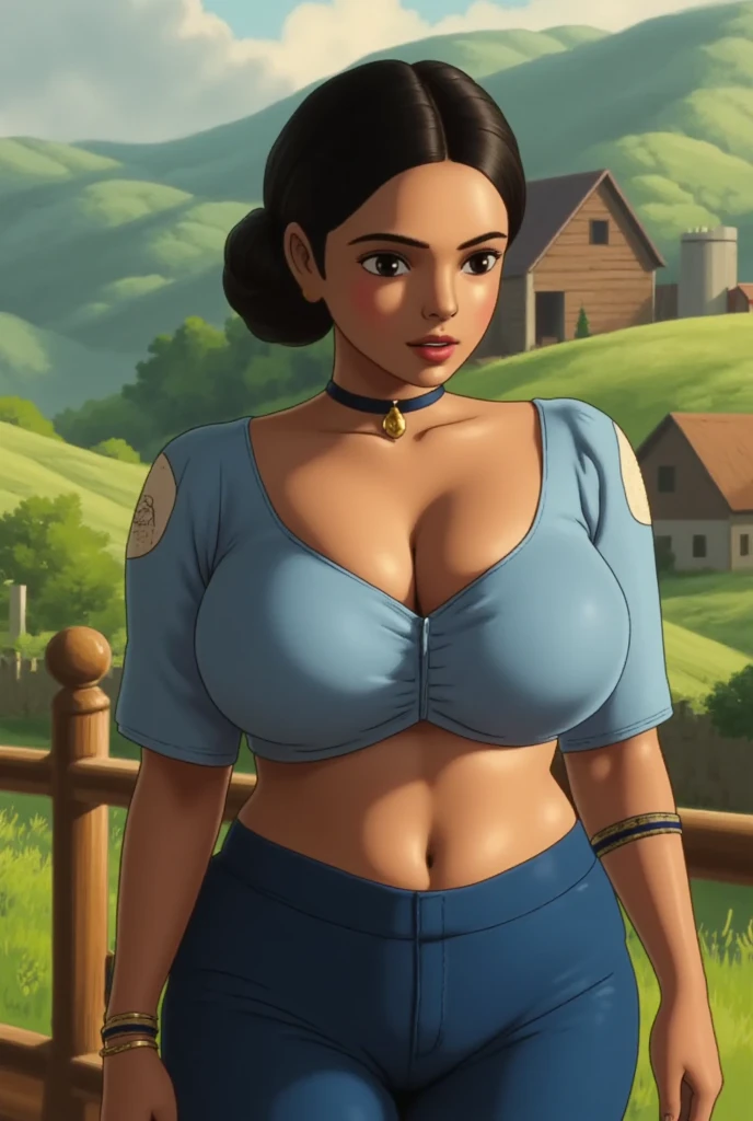 Luisa , brown hair, hair bun with red ribbon, brown eyes, upper body, muscular, smile,
LuDres ,blue skirt, blue sandals, cleavage, bracelets, garden, stone bridge, morning,
(insanely detailed, beautiful detailed face, masterpiece, best quality) cinematic lighting, shirtlift, nsfw, nipples, large breasts