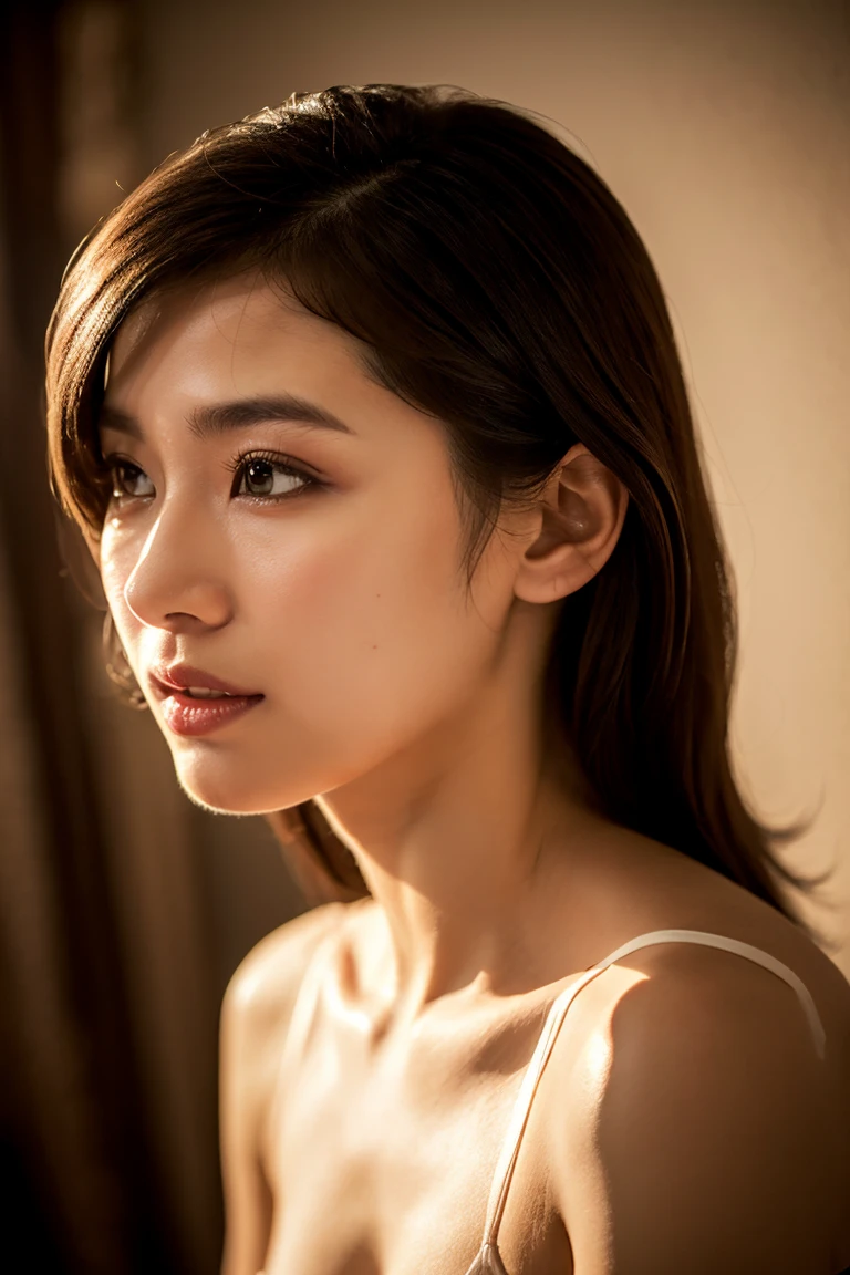 In the style of realistic and lifelike figures, this anime maid image captures the essence of rustic renaissance realism, showcasing a glamorous Japanese woman in a lively tableau. With a resolution of 32k UHD, this masterpiece artwork embodies the machine age aesthetics, featuring a dark amber and white color palette that perfectly encapsulates suburban ennui.

This 8k, 32-megapixel image portrays a single beautiful girl, with large, expressive eyes and full, detailed lips that exude an air of sophistication. Her medium-short hair is slicked back, adding to the overall polished look