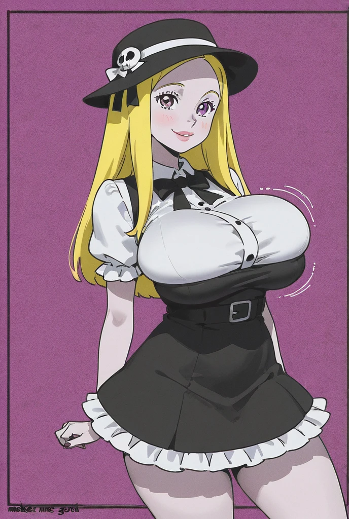 (masutepiece, High quality, Official art),1girl in, Solo, Cowboy Shot, kirisame marisa, Witch Hat, hat bow, fullnude, Blonde hair, Short hair, Black eyes, :3, Shiobara , NSFW, (tiny chest:0.8), (Inverted nipple:1.3), (Breast milk out of the:1.1), (Troubled face:1.2)