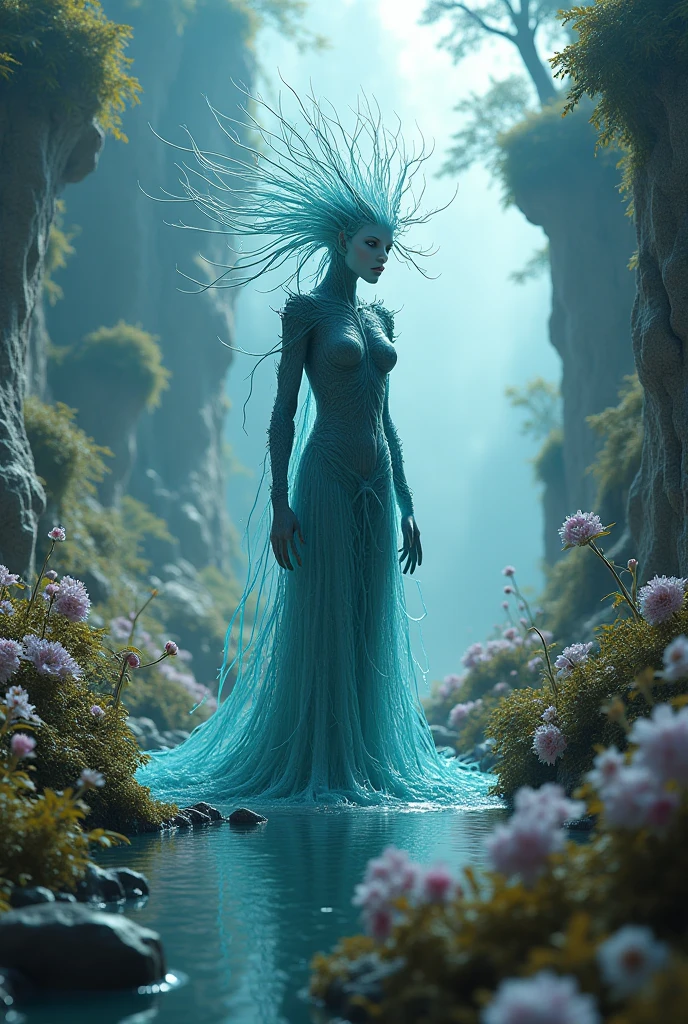 Translucent ethereal alien creatures,中景 the scene is,Full body like, highly detailed surreal vfx,oc rendered,Shot with 70 mm - AR 16:9 --q 2 --s 1000