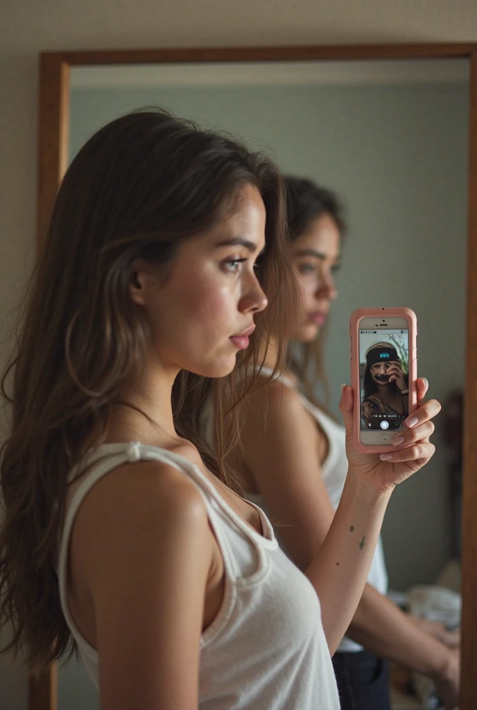 several women are taking a picture in a mirror in a bathroom, a picture by Niko Henrichon, reddit, realism, profile pic, profile picture, posing for a picture, very very high quality picture, 18 years old, mirror selfie, beautiful girls, profile image, older sister vibes, 16 years old, instagram model, selfie, high picture quality, getting ready, getting dressed 