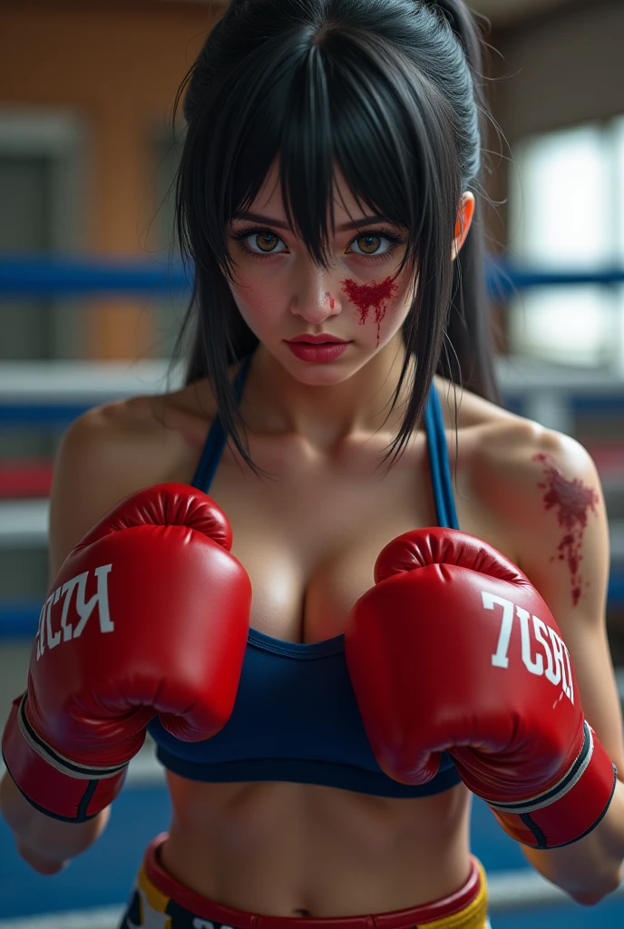 8K, Top Quality, Intricate Details, Ultra Detail, Ultra High Resolution, Masterpiece, close up shot, (full body: 1.1), (()), Slender, Smile, (Makeup: 0.4), ), (Fluffy Eyes: 1.21), (((( straight punch, boxing , punching)))), 1girl, solo, 1 girl, ((blue hair, short hair, bangs,, , green eyes,)), close up shot, , ((tall)), (((fit body))), (((slim face))), sharp face, (( naked, )) , (detailed face), sharp face, small lips, (( straight punch, boxing , punching)),
((, )), , ((,)), detailed face, detailed breast, detailed hands , detailed fingers, ((large breast, huge breast)), detail ass, Narrow Waist, Skinny, slim tall , 195 cm tall, Muscular, Navel, Exposed Abdomen, Pointed Chest,, Beautiful girl with accentuated slender abs: 1.4, Six Pack Abs: 1.4, Bust Botox, Big, Perfect Body, detail leg, (( dark background)), black background,
