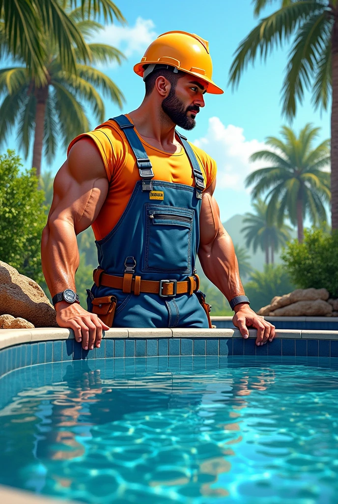 A muscular middle-aged male,45 yers old,vast pecs,Huge crotch bulge,Broad shoulders,Naked upper body,plumber,Suspenders,frock,Martin boots,Indecent expressions,(lying on floor:1.5),(Repair water pipes:1.3),(Get wet all over your body:1.3),Shoot from top to bottom,facing to audience,outstanding,High picture quality,high detal,Bottom saturation,systemic,wide angles
