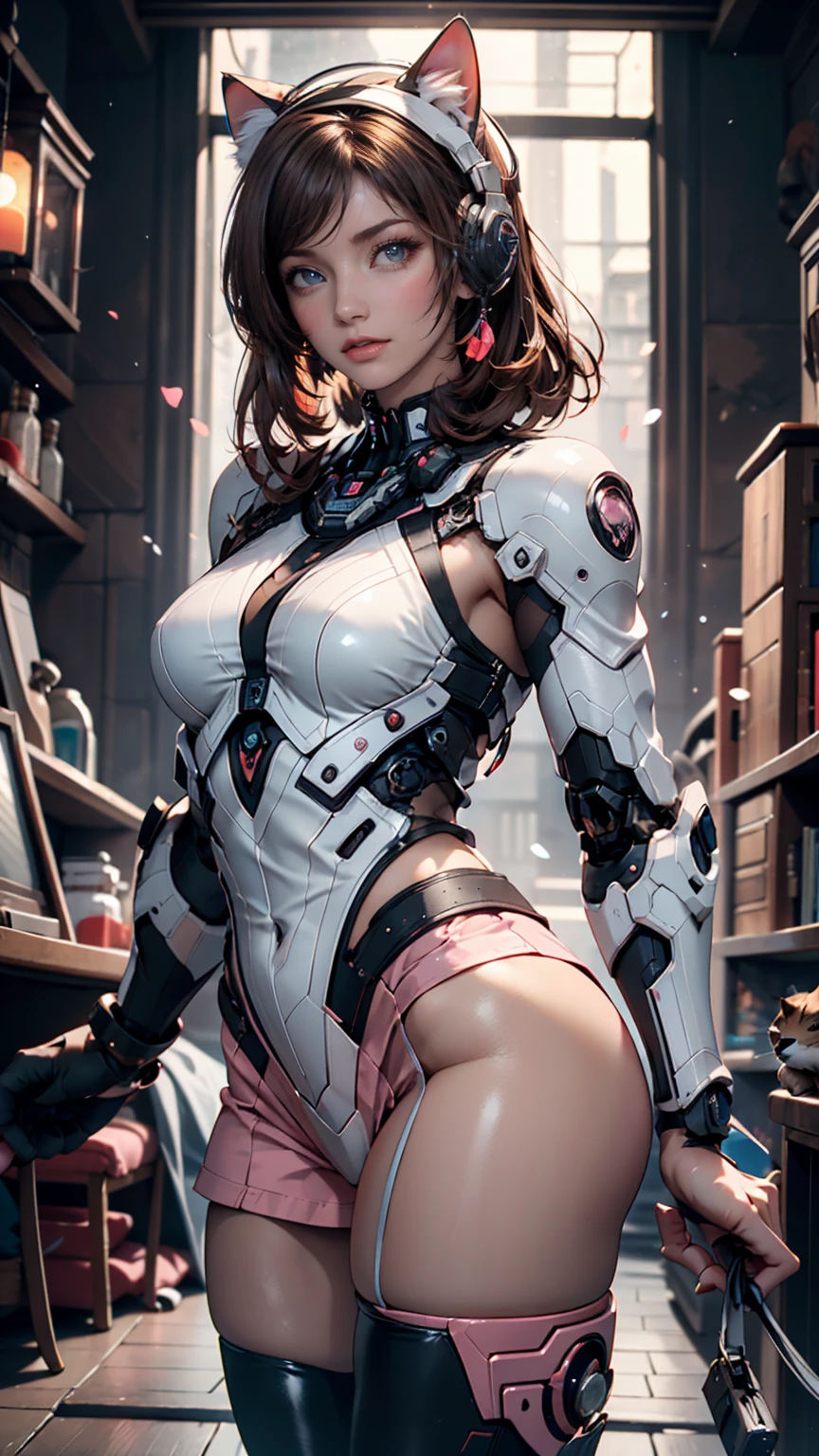 (((Sparks fly))), (((Highest quality))), ((Very detailedな)), (High-definition CG illustrations), ((Very delicate and beautiful)), Cinematic Light,((1 Mecha Woman)),alone,mature,(Ahegao),Big and ample breasts,Plump, whole body,(Machine made joints:1.2),((Mechanical marginal vessels connected to tubes),((Cervical vertebrae mechanically attached to the neck)),(((The crotch is open))),(Sitting),(wires and cables around the neck:1.2),(Overhead Wires and Cables:1.2)(Character Focus),sf,((Very detailed,colorful)),Best details, ((background:Basement for storing electronic devices))