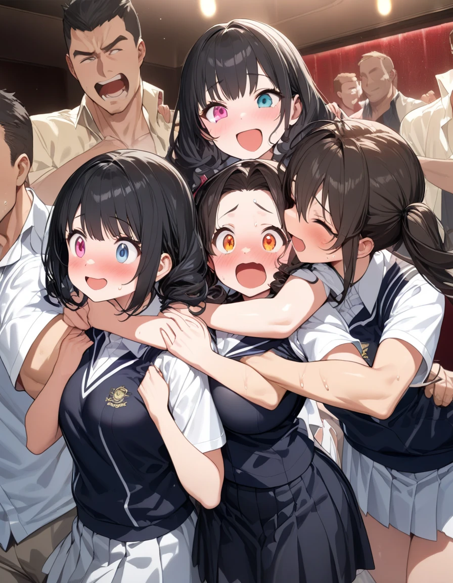 nudist girl in close contact、A lot of close elementary school boys hugging each other、surround each other's face、(((Laughter and joy)))、in group photograph、Group Selfies、New Year’s Day、From above
