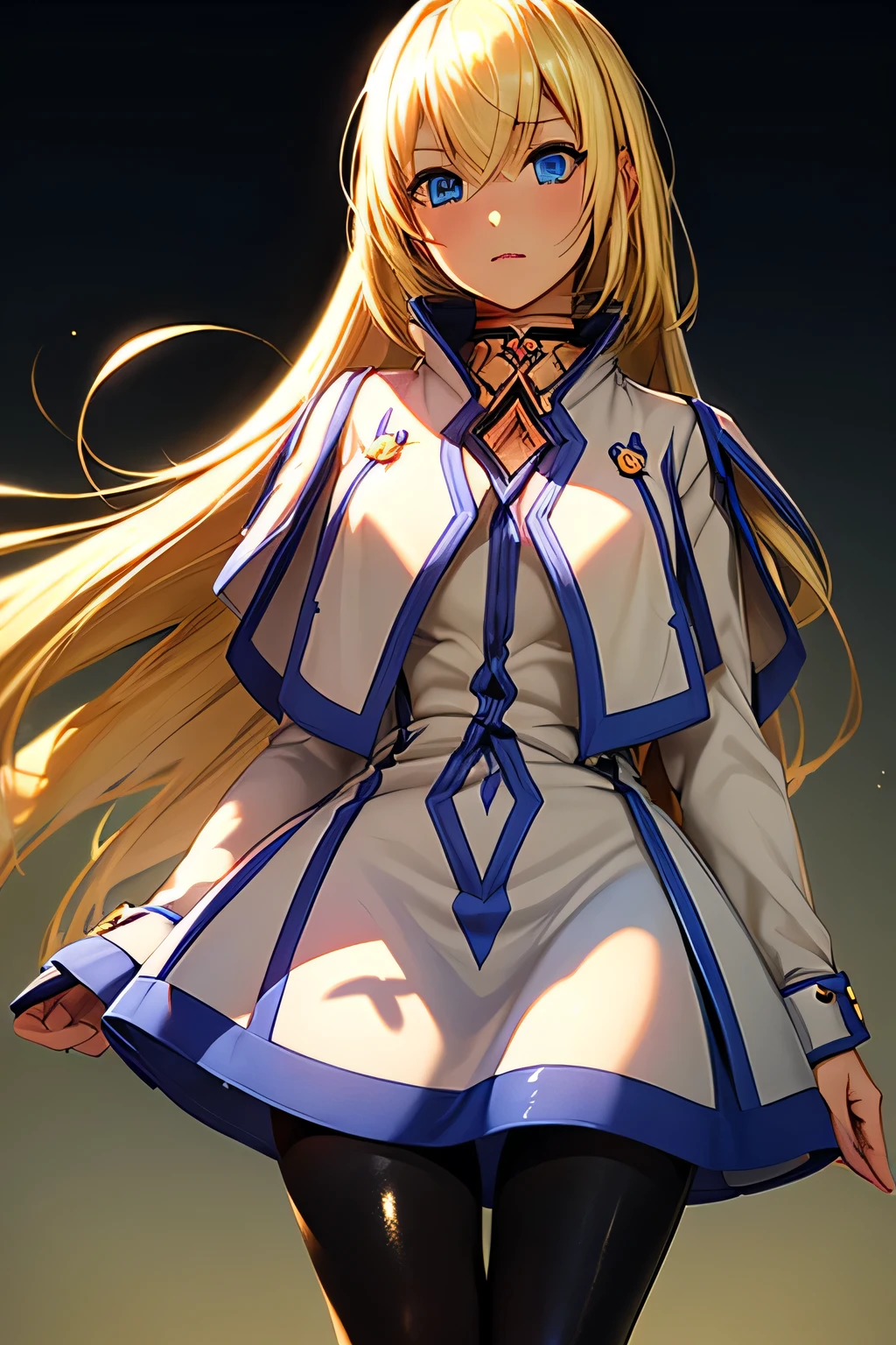 perfect anatomy Top Quality,highest resolution from vagina,(((Dress with metallic luster Shiny Black Tights shiny blonde hair blue eyes girl))) TALES OF SYMPHONIA Collet Brunel