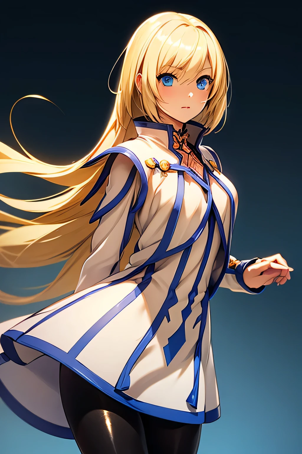 perfect anatomy Top Quality,highest resolution from vagina,(((Dress with metallic luster Shiny Black Tights shiny blonde hair blue eyes girl))) TALES OF SYMPHONIA Collet Brunel