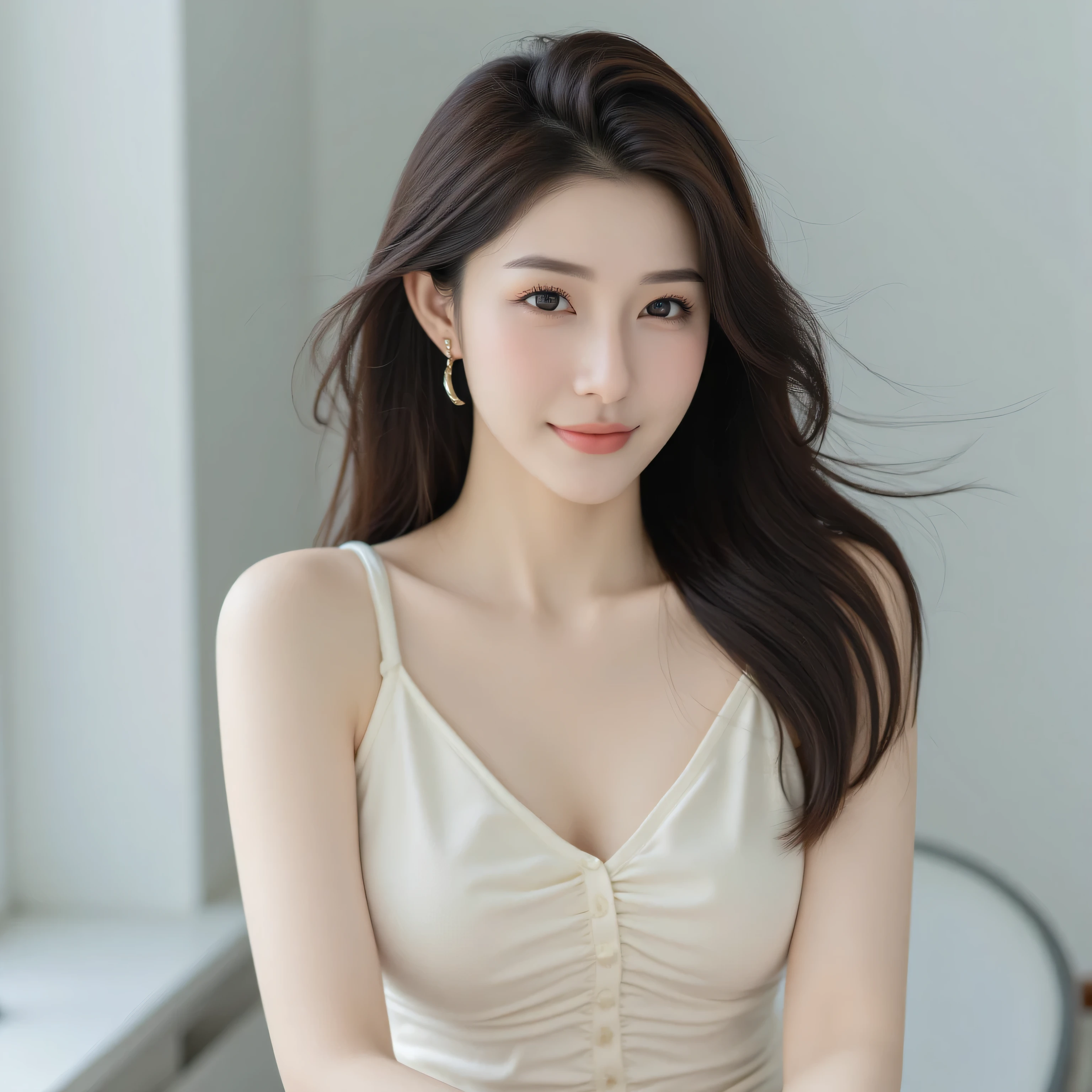((Best Quality, 8K, Masterpiece: 1.3)), 1girl, Slim Abs Beauty: 1.3, (Hairstyle Casual, Big Breasts: 1.2), Dress: 1.1, Super Fine Face, Delicate Eyes, Double Eyelids, Smile, Home