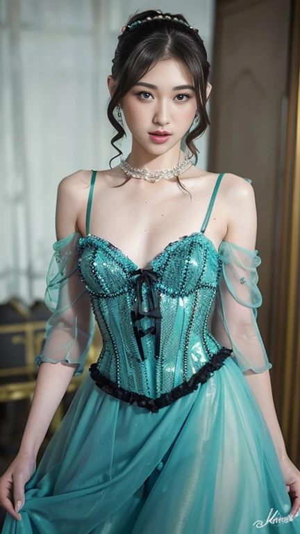 sexy, (seductivesmile:1.1), spellcasting, mysteriousatmosphere, (fantasy:1.4), florest scenery, (edgfd ballgown:1.5), (fantasy dress:1.1), (long dress:1.1), (ballgown with a lot of roses:1.1), hearts, flowers,, (masterpiece, high quality, best quality:1.3), extremely detailed, extremely intricate, realistic, hyperrealistic, fine texture, Extremely high-resolution details, 25 year old young, (elf, pointy ears:1.12), (reddish hair:1.3), almond eyes, (green eyes), [long hair], [curly hair], (eye shadow:1.1), 162cm tall, oval face, snub nose, heart-shaped lips, (arched eyebrows), (skinny:1.1)