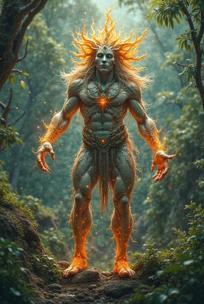 Generate image of a male with all five elements of universe naturopathy