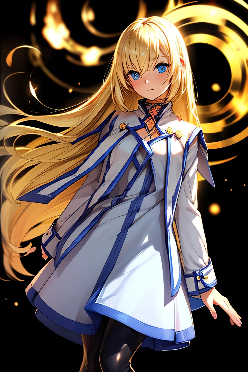 perfect anatomy Top Quality,highest resolution from vagina,(((Dress with metallic luster Shiny Black Tights shiny blonde hair blue eyes girl))) TALES OF SYMPHONIA Collet Brunel