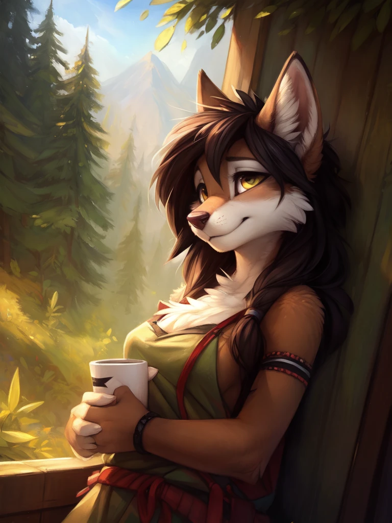 Forest wolf bikini smoking lake