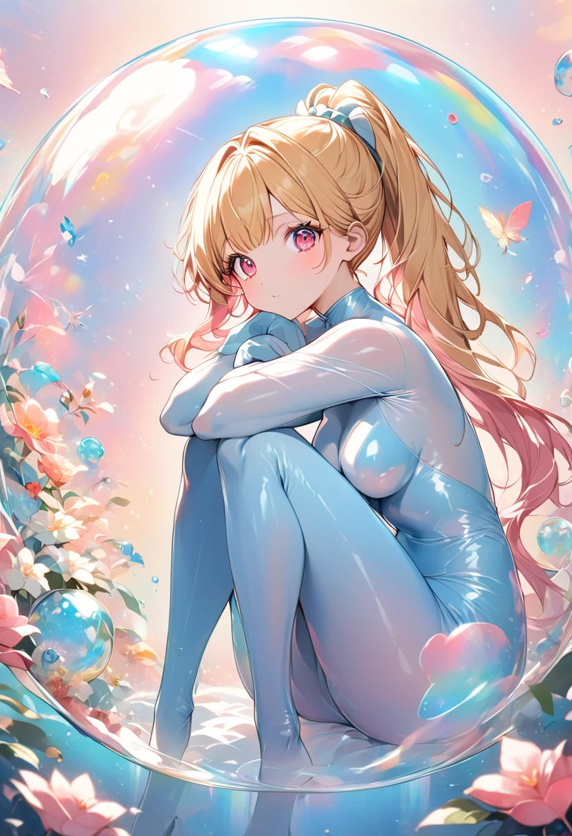 (masterpiece, Highest quality), ((One girl, alone, Long Hair)),Innocent look, Bare arms, Exposing shoulders,watercolor,Liquid clothing, water, Wave, water dress, green_theme, night, haze, dark, Orange Hair、high resolution、Spread your legs、Super 、See-through underwear、areola and are visibling machine