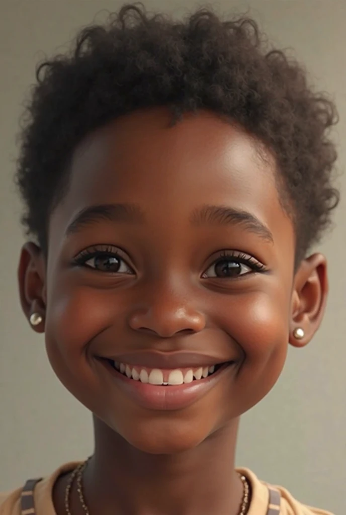 8 year old black real boy 
Real boy
Very style realistic
Boy from Africa 
Eyes of different colors brown and blue 
Eyes of different colors brown and blue
Eyes of different colors brown and blue 
Eyes of different colors brown and blue
Eyes of different colors brown and blue 
Eyes of different colors brown and blue
Short hair African braids 
Wearing a pink cropped shir
Place eyes of different colors brown and blue and give them a little shine 
With a little white sweater 
Realistic style 