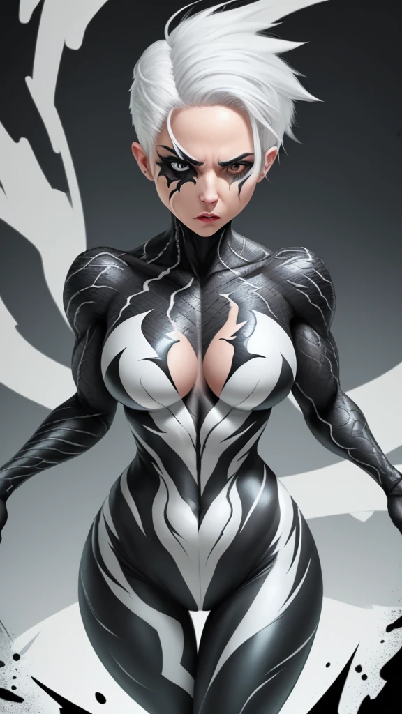 A blind female ninja, white outfit, completely white eyes, beautiful detailed eyes, beautiful detailed lips, extremely detailed face and features, long eyelashes, porcelain skin, graceful pose, katana sword, dark mysterious background, dramatic lighting, cinematic composition, chiaroscuro lighting, dark fantasy, moody atmosphere, high contrast, vibrant colors, fullbodyshot.