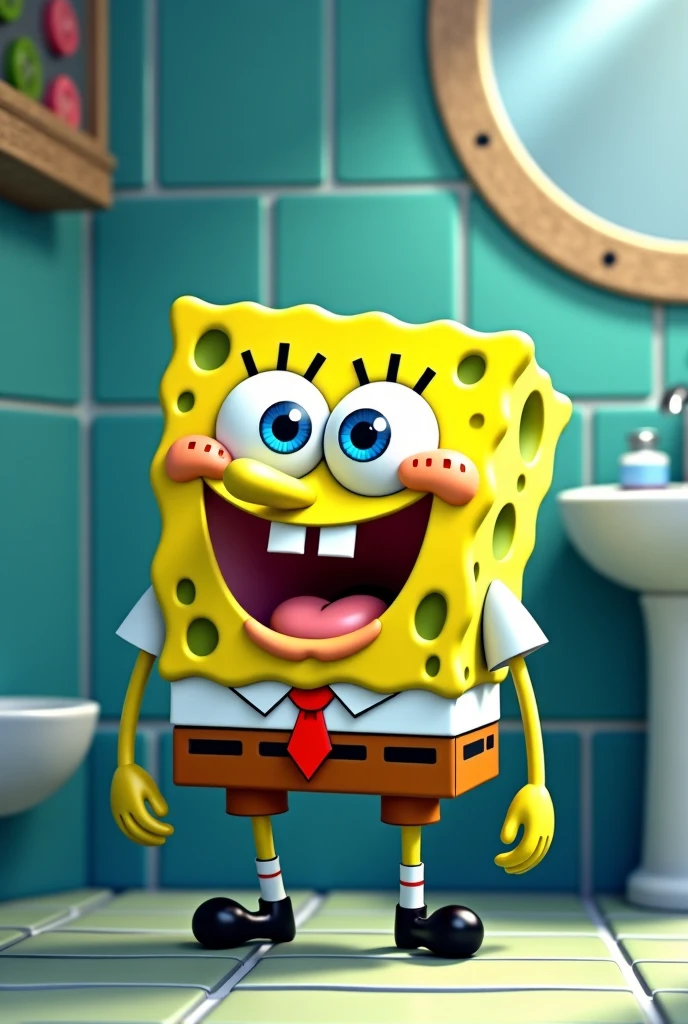 SpongeBob brushing his teeth