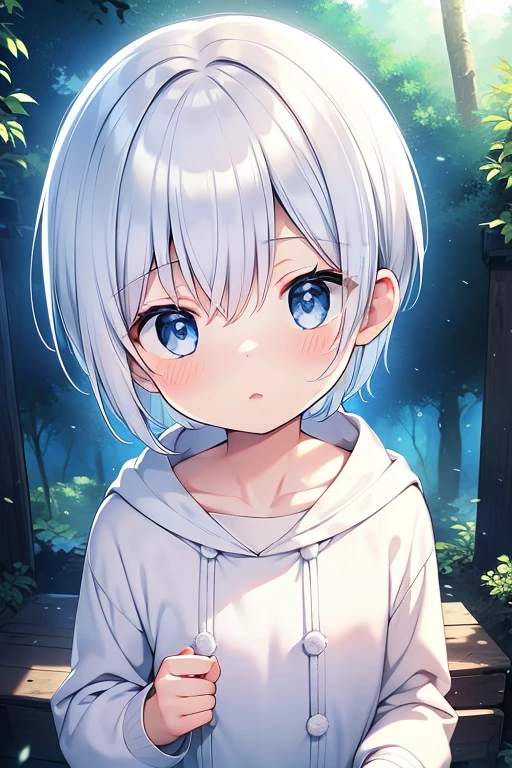 White-haired plain clothes barefoot little Shota