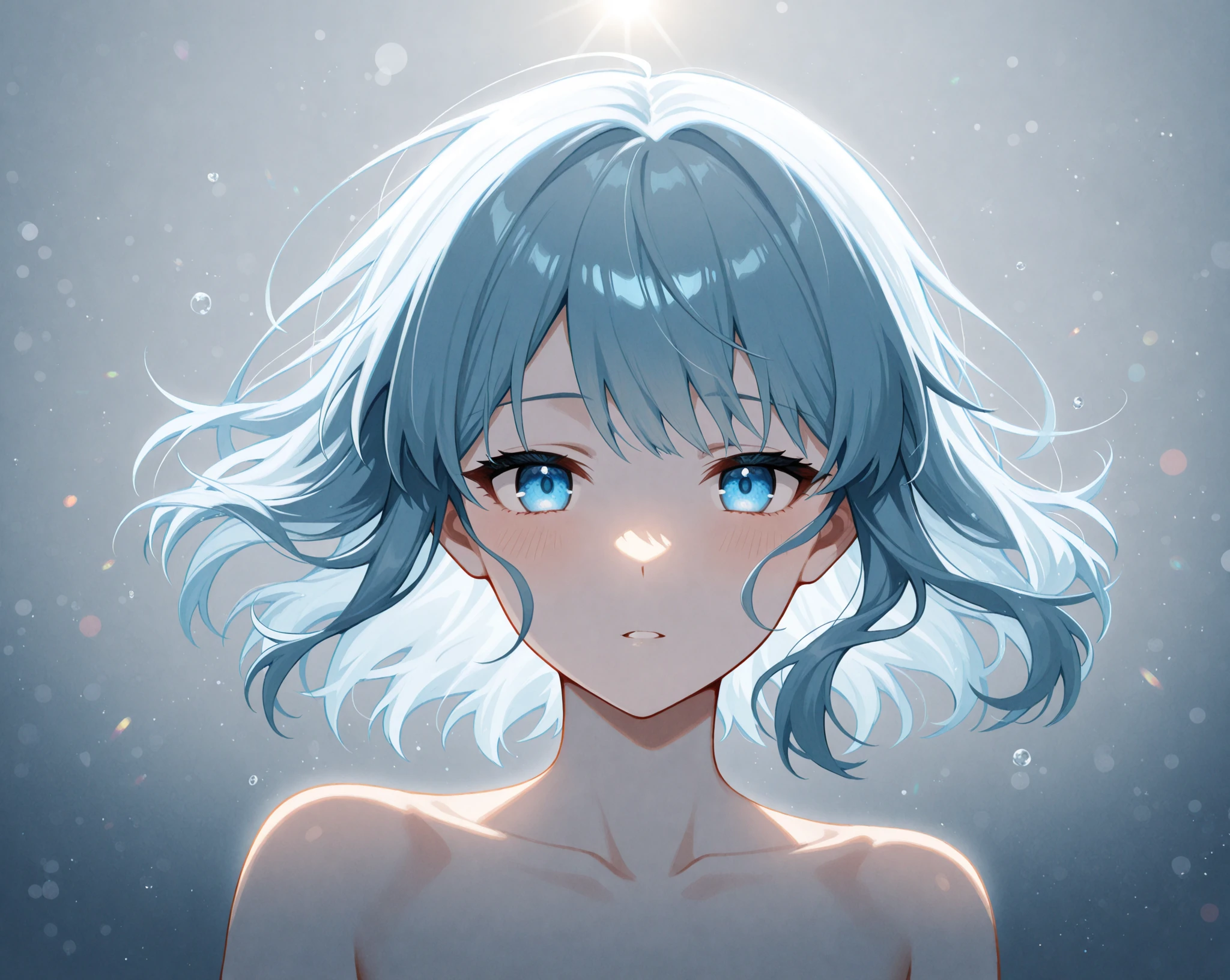 1girl,solo,looking at viewer,smile,short hair,blue eyes, cinematic lighting and shadow,