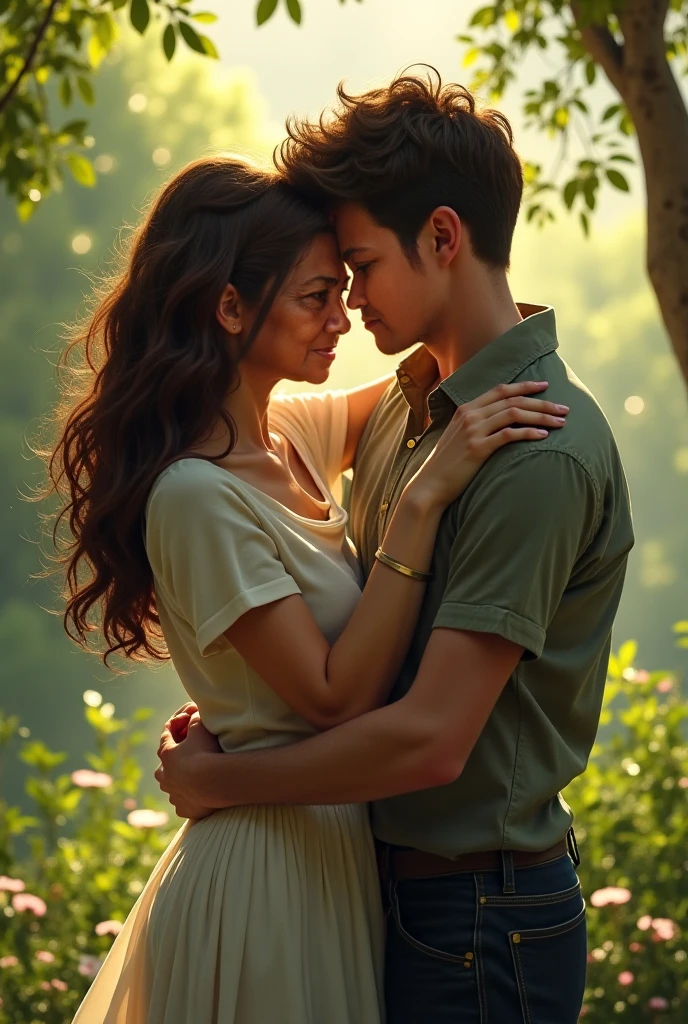 Quiero que me hagas un fondo de pantalla para compartir en pareja que tenga color verde y flores y que tenga un pochacco y un cinamonroll