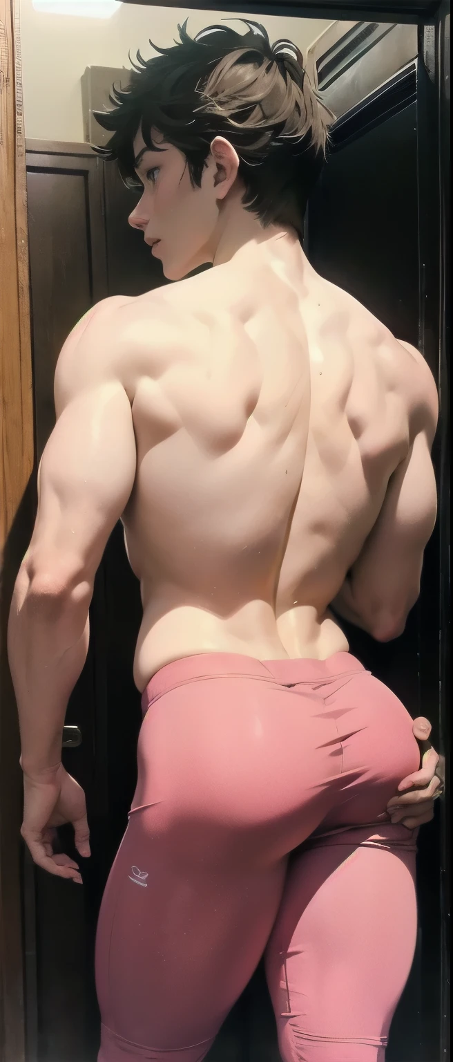Masterpiece, denoise, void noise, one man, best quality, 8k resolution, male focus, focus only, amazing composition, volumetric lighting, super quality, elegant, Very detailed, front view, facing viewer, -----------, 35 years old, mature face, muscular, Caucasian, (((white skin, pale skin))), handsome, (detailed light-blue eyes), ((light blonde hair, messy medium hairstyle)), big ears, (hairy pectorals, thick plenty chest and body hair), (medium long beard), (((((Jim Sturgess mixed with Russell Tovey))))), (((big nipples, perky nipples))), ------------, ((((detailed shorts)))), (((shirtless))),