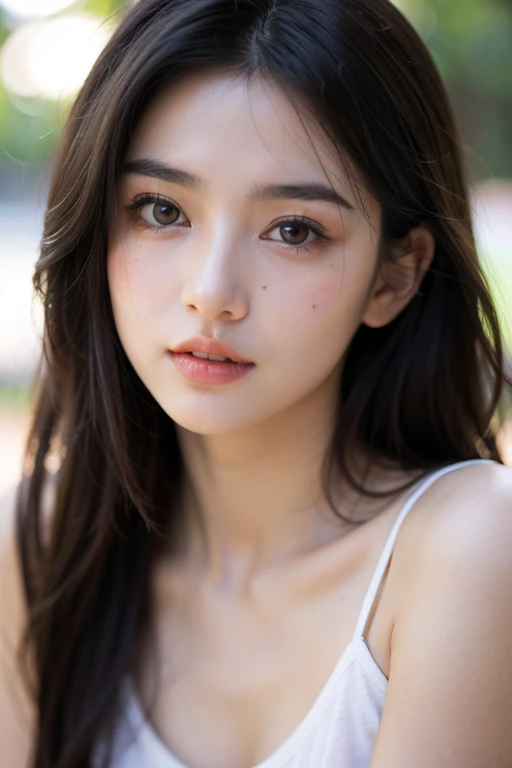 neat, petite, (long white silk camisole, white panties), outside the athletic field, (slim, small, flat), photorealistic, detail, skin texture, ultra detail, delicate sexy collarbone, super detailed face, detailed lips, detailed eyes, double eyelids, 10 year old girl, sexual expression