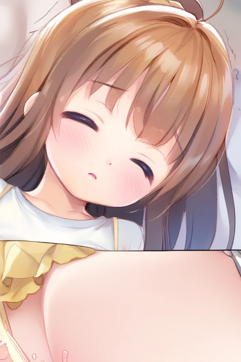score_9, score_8_up, score_7_up, source_anime, best quality, masterpiece, official art, absurdres, highres, ultra-detailed,waifu2x,break,1girl, uou momoko, casual, ahoge, short hair, blue eyes, eyebrows visible through hair, wavy hair, blunt bangs, yellow dress, print dress, floral print, yellow shirt, short over long sleeves, layered sleeves, hair ornament, hair flower, white flower, black pants, pants under dress, capri pants, pants rolled up, (nipple:0.6), wet, sweat, saliva, (yawn:0.5),penis, twitching penis, oral sex, felatio, cum, motion lines,projectile cum, facial, bukkake, hot breath, sound effects, outdoors, alley,break,(clear line illustration:1.2), super detailed skin,very high resolution, very aesthetic, Best sexual lighting powered by famous artist, 8k,cute picture,beauty illustration,photoshop_(medium),,(Detailed Lighting),uncensored,