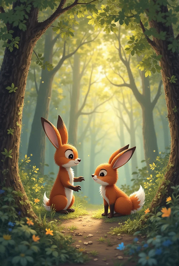 One day a cunning rabbit was playing in the forest. Suddenly - SeaArt AI