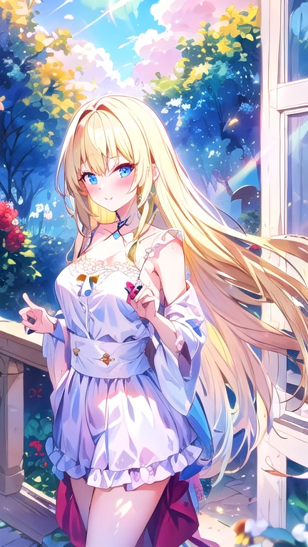 (((Bust Shot)))Yellow Hair,Blue eyes,Carly,Adorable,((A look at the see-through navy blue mini dress)),Blue high heels on her feet,whole body,Fingers and arms are not exposed,Blue rose flower field in the background,Blue sky and white clouds,,Happy expression,High quality light and shadow,Artistic Sense((Hair Bun))(Very long hair))((Blunt bangs))((Bitch))((tsurime))((Big eyes))((Skinny body))((expensive))(Pale skin))((Botanical Prints))((infant))((Showing nipples under shirt))(Pale skin))((Botanical Prints))((infant))((nsfw))((((5 years old)))(((infant)))((Lolita)((Naked lower body))
