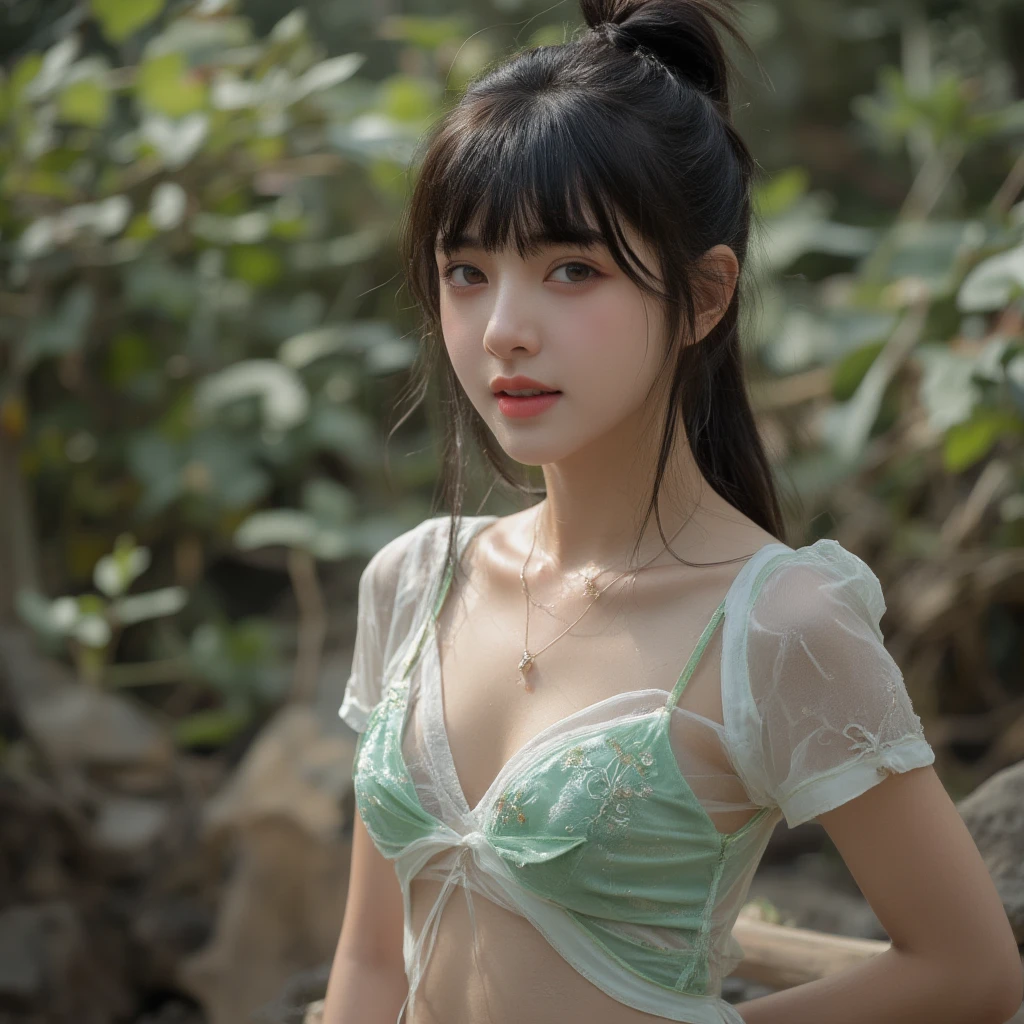 (Whole body:1.3)(extremly intricate:1.hotorealistic:1.4), NSFW, supermodel, Ultra-delicate wet see-through clothing, (A sexy pose), (s face), Sexy lips, Waifu, small breast, Beautiful, Cute, pretty, Body in perfect proportions, Perfect framing, Sharp gray eyes, Supermodel face, Detailed face, Pale white skin, [[freckled skin]], Cover art, Moody,  zoomout, Depth of field, Art Station, (Luminism), (((Cinematic lighting))), Orange and blue-green, Soft light, [summer weather: Sunset weather:2.5] 4K 分辨率, rendering by octane,See-through installation，(see-through transparent clothes:1.1)