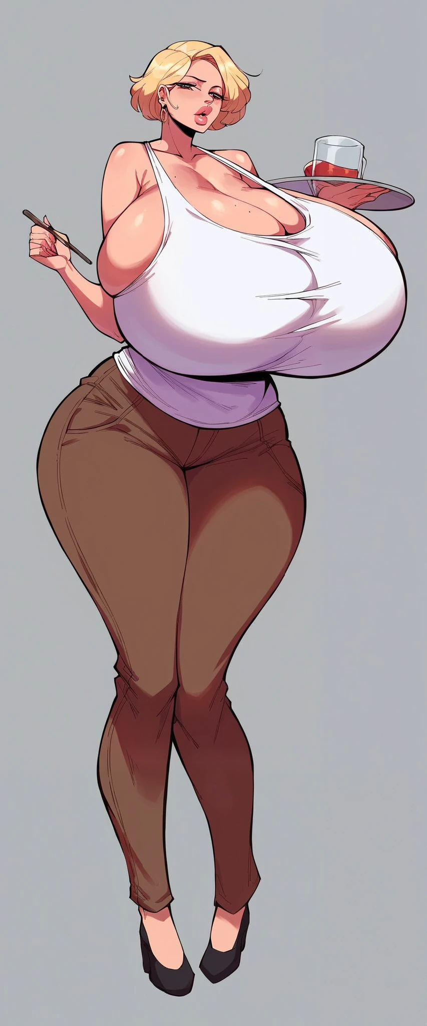 score_9, score_8_up, score_7_up, score_6_up, score_5_up, score_4_up, source_furry, {{by bypbap}}, huge hips, big butt, female dog, beanie, hair over eyes, messy hair, seductive, half-closed eyes, leg muscles,