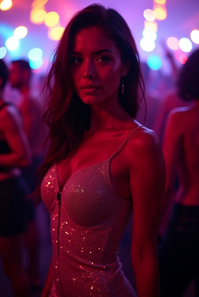 nights club, .go go girls. dancing merrily, enticing men, giperrealistic, girls moving dancing