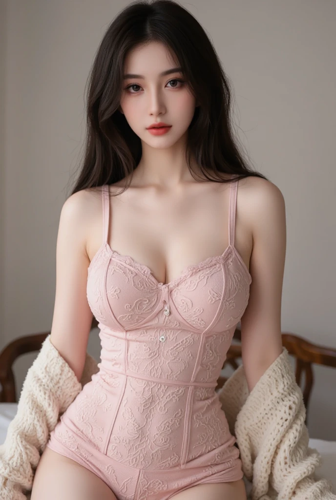 (high details:1.4)、(surrealism:1.4)、(soft lighting:1.05)、32,000、1 woman、realistic lighting、face lighting、ray tracing、(brightened light:1.2)、(improve quality:1.4)、(Realistic textured skin of the highest quality:1.4)、original photo, lifelike, full body woman love, bed, soggy, big bust, stylish hairstyle, pale skin, black eye, pink lips, (Beloved), (:1.1), ~Through, detailed background, detailed face, delicate eyes, good hair, Anatomically correct body, elastic skin, make up, masterpiece