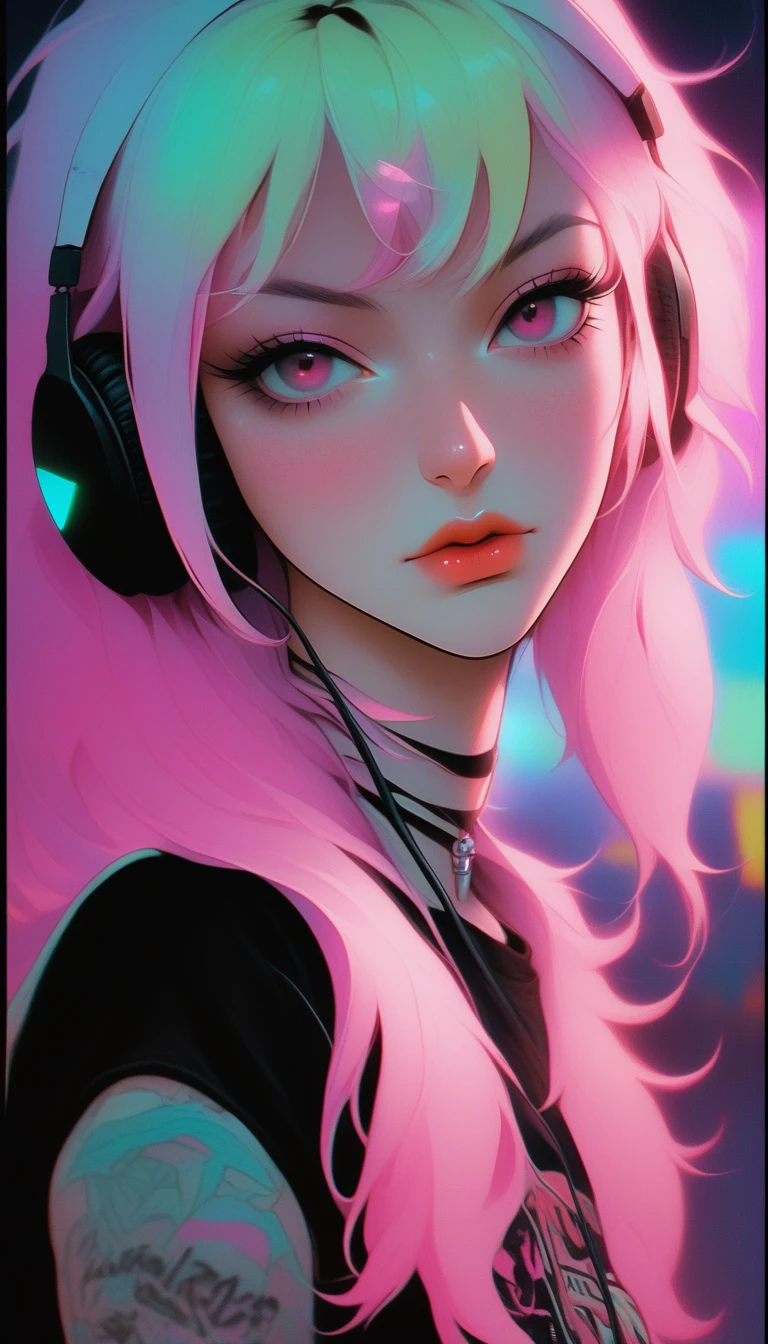 (1 girl),the phantom,Swiftstep,Phantom,Pink neon rendering smoke,Particle effect,misterious,Twinkle,Fill light,Colorful water floats in the air
