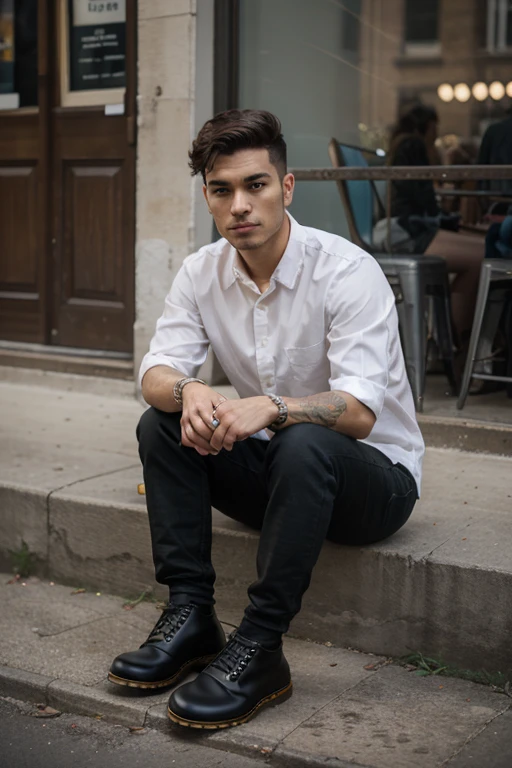 Change Background wall and the window, hairstyle and white sunglasses, handsome boy, realistic face,8k, ultra realistic.