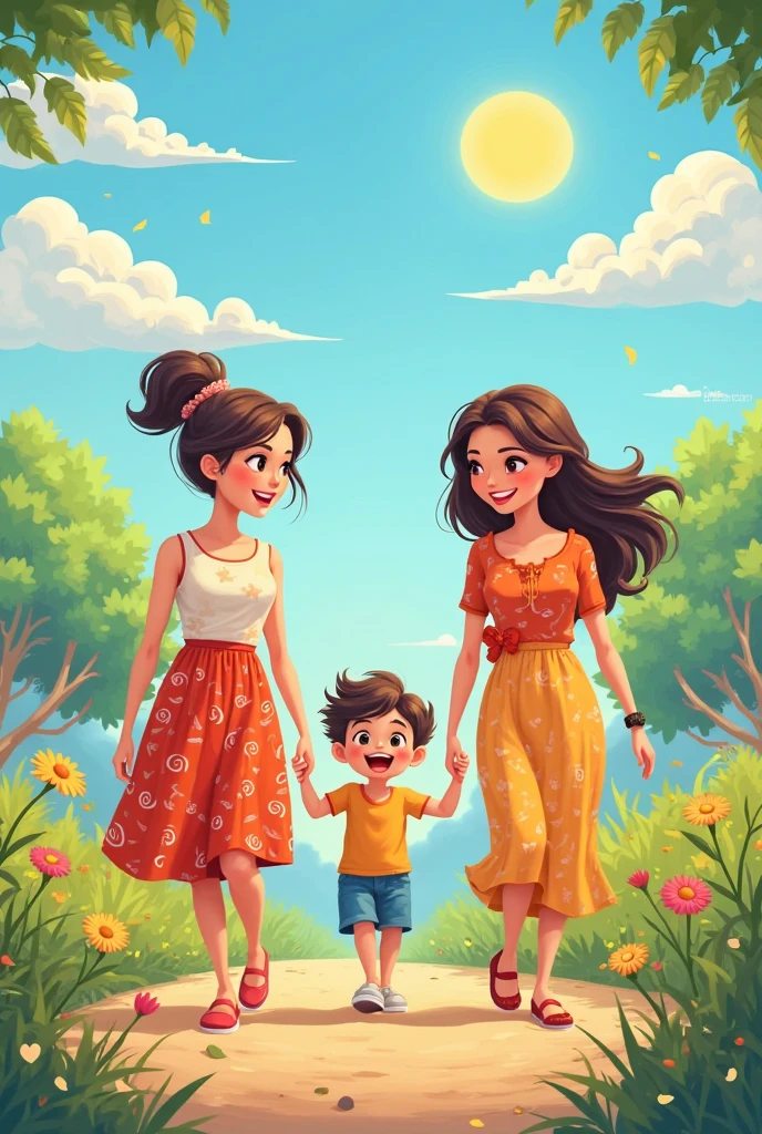 a boy and two teenage girls