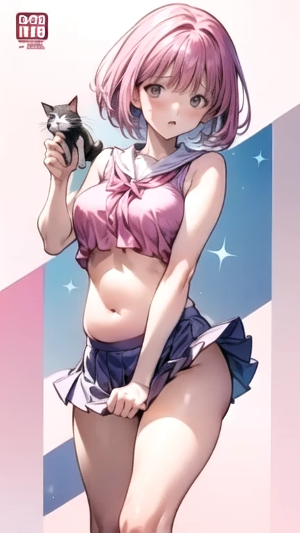 masterpiece, highest quality, Pop illustrations, Pop colors, Pastel Tones, pastel colour,Big Butt,Wizard,Miniskirt,smile